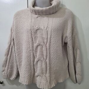 Seven7 Sweater Womens Large Ivory Chenille Chunky Softgirl Cabincore Cable Knit